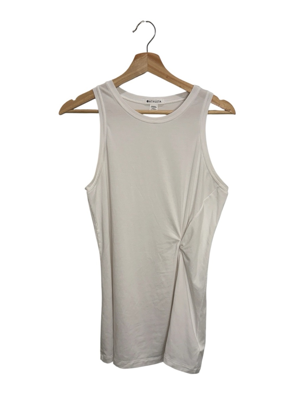 Athleta Radiate Tank Medium White Ruched Side Sleeveless Athleisure Orig $59